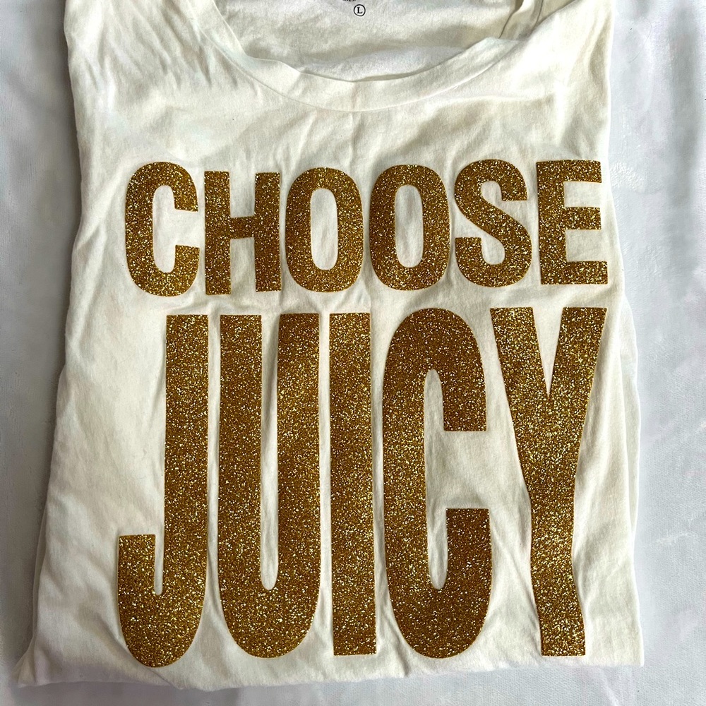 Womens Size Large Choose Juicy Glitter Print Shirt Juicy Couture y2k